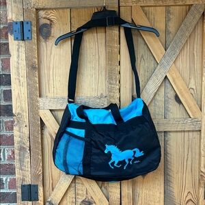 AWST Int'l Lila Galloping Horse Duffle Turquoise riding gear bag